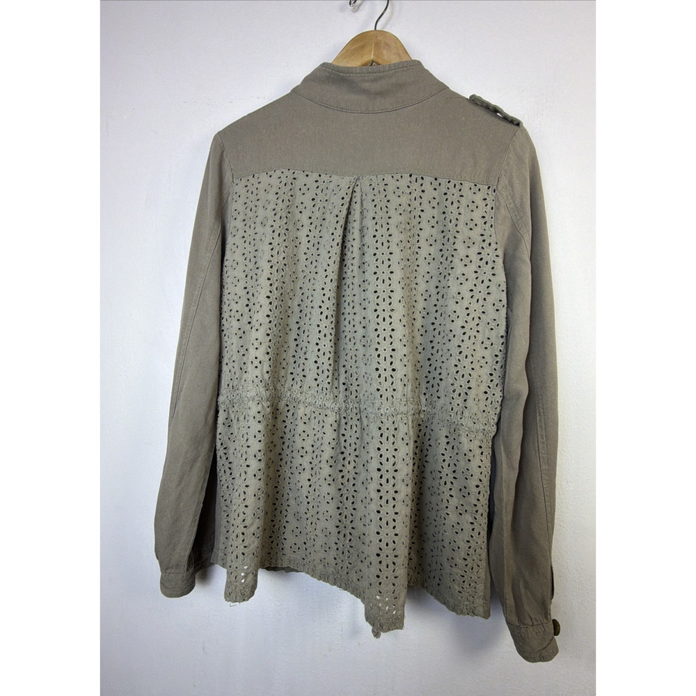 Miss Me Jacket Army Green Dune Drawcord Cotton Embroidered Fairy Grunge Large - Picture 7 of 13